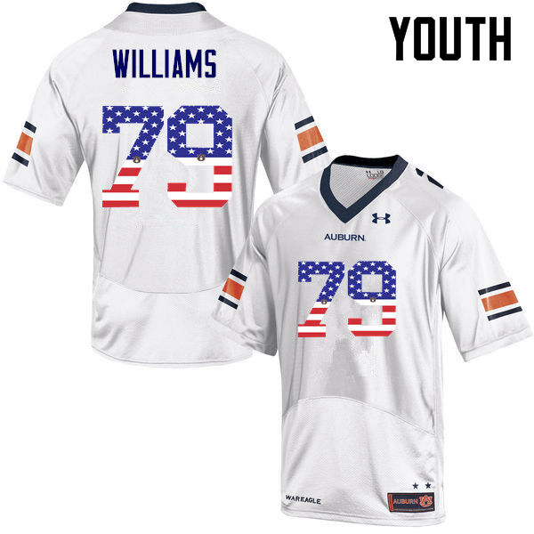 Youth #79 Andrew Williams Auburn Tigers USA Flag Fashion College Football Jerseys-White - Click Image to Close